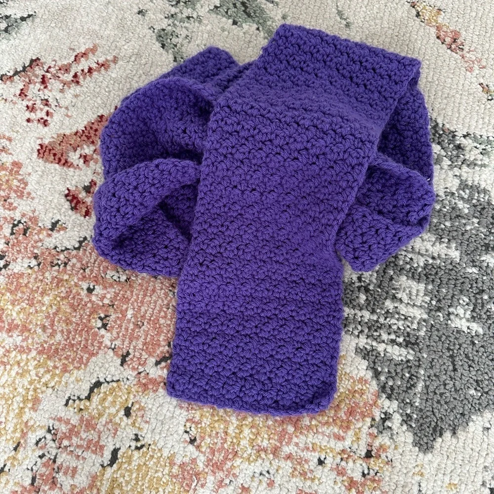 Hand Crafted Women’s Cozy Crochet Scarf Purple  Approx 80” Long